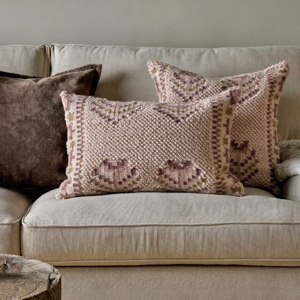 Nkuku Kandy Wool & Cotton Cushion Cover Dusty Pink 60x40cm